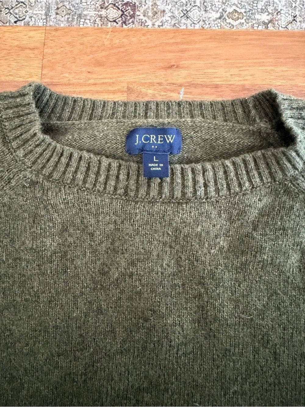 J. Crew Men’s Olive Lambswool Sweater